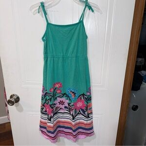 Gymboree Girls Size 8 Sleeveless Summer Spring Dress Green Floral Striped